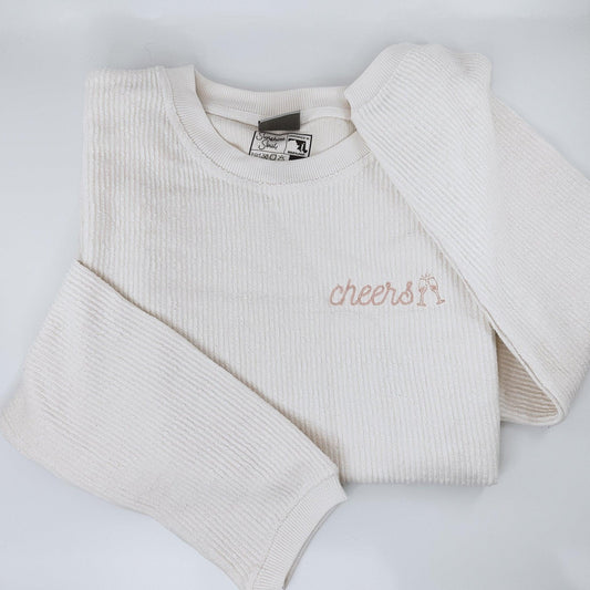 Cheers Embroidered Corduroy Crewneck - Sunshine Soul MD