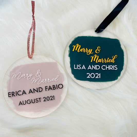 Custom Merry & Married Christmas Ornament - Sunshine Soul MD
