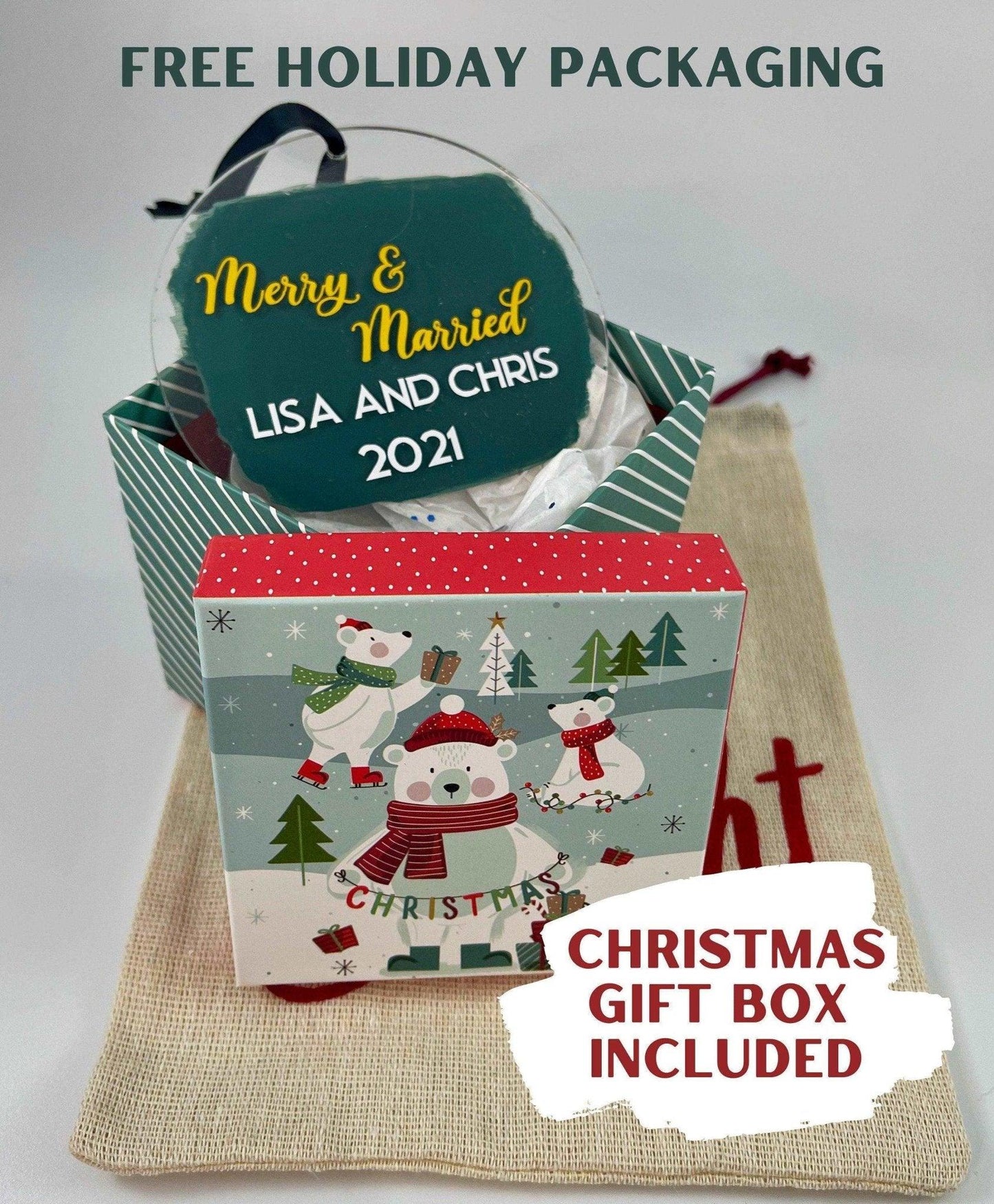 Custom Merry & Married Christmas Ornament - Sunshine Soul MD