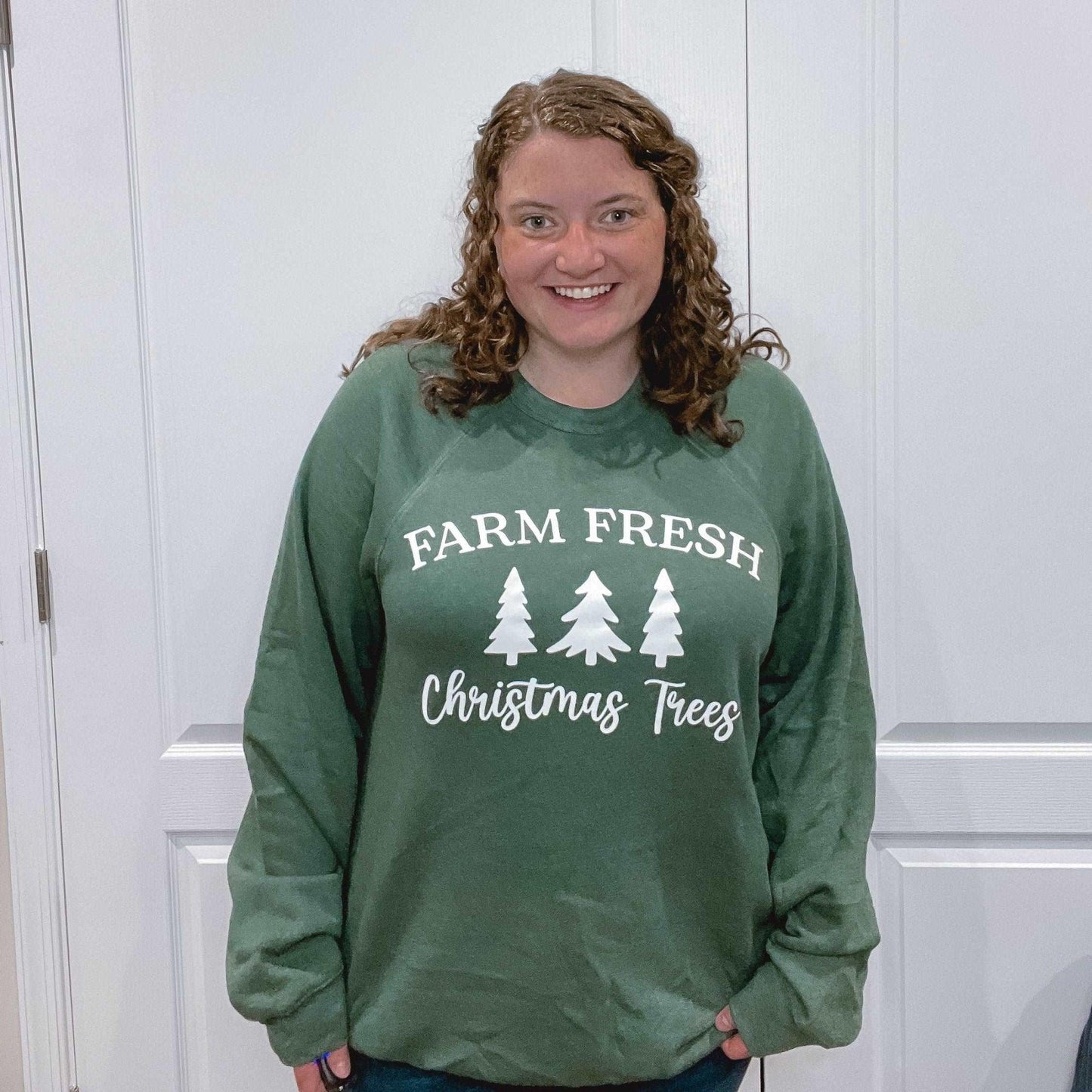 Farm Fresh Christmas Trees Raglan Crewneck - Sunshine Soul MD