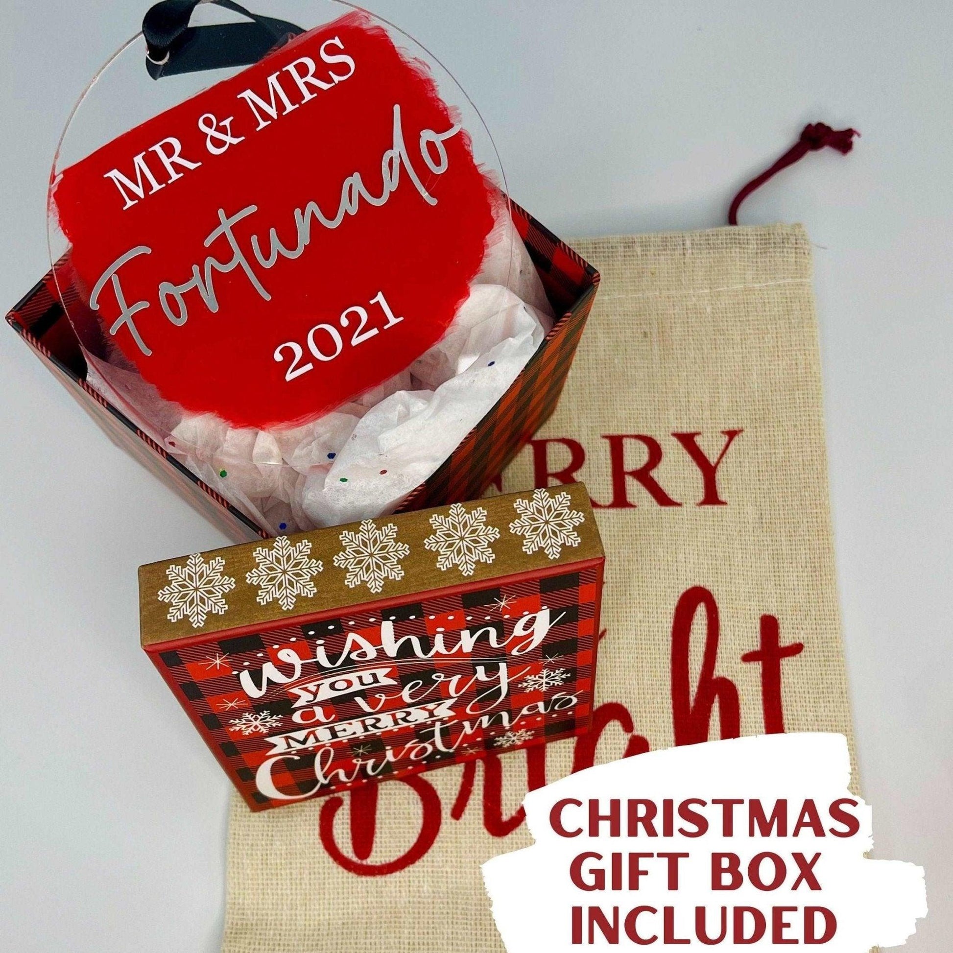 Mr. & Mrs. Custom Acrylic Christmas Ornament - Sunshine Soul MD