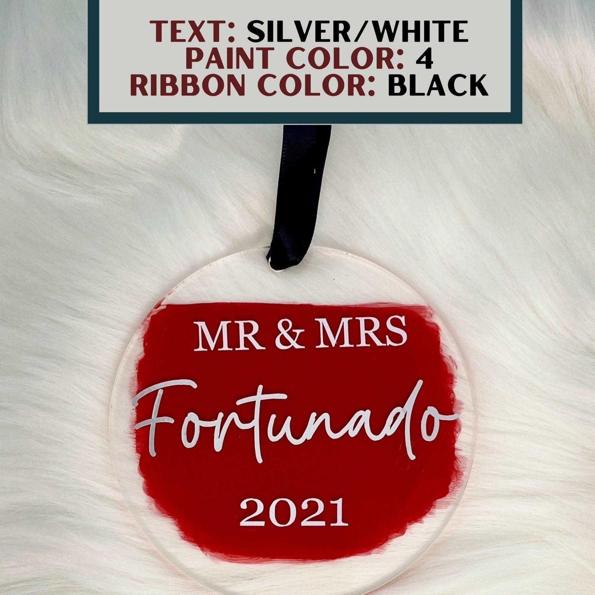 Mr. & Mrs. Custom Acrylic Christmas Ornament - Sunshine Soul MD