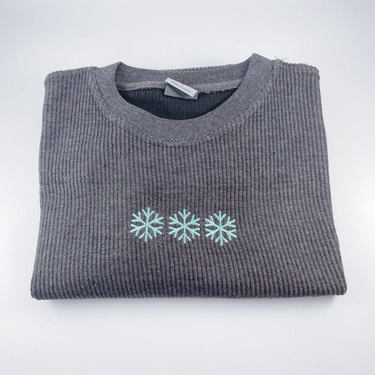 Snowflake Embroidered Corduroy Crewneck - Sunshine Soul MD