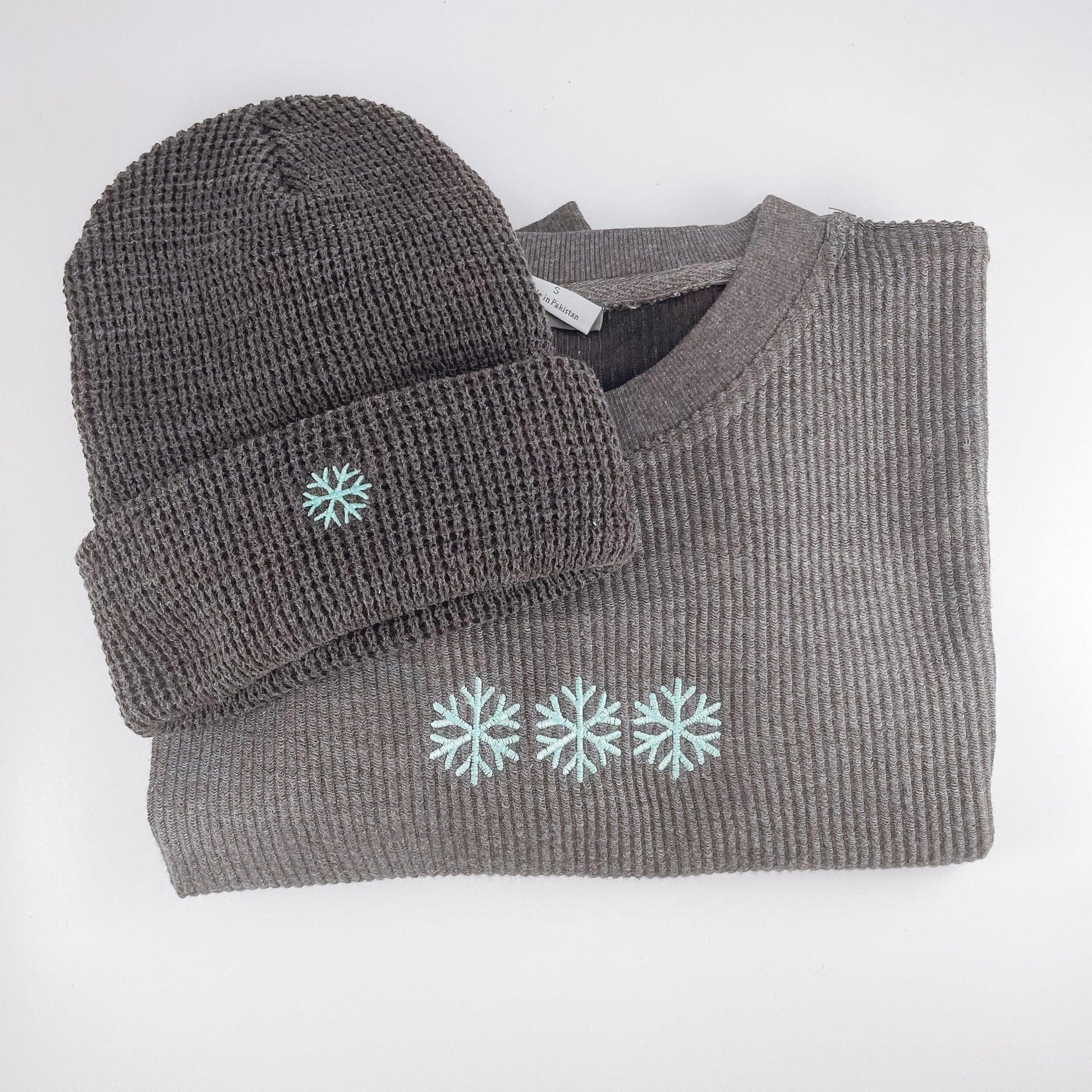 Snowflake Embroidered Waffle Beanie - Sunshine Soul MD