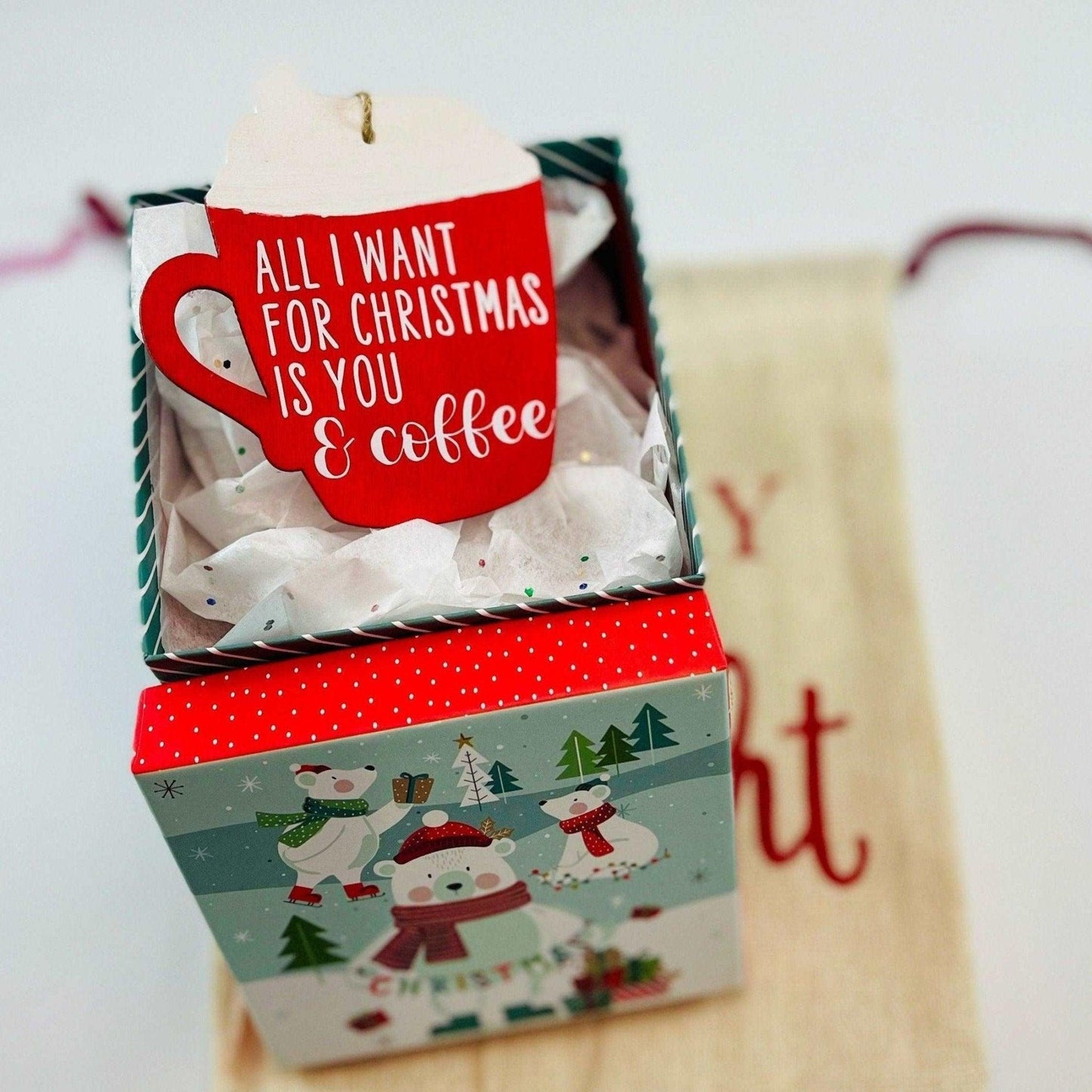 All I Want For Christmas Is You & Coffee Wooden Ornament - Sunshine Soul MD