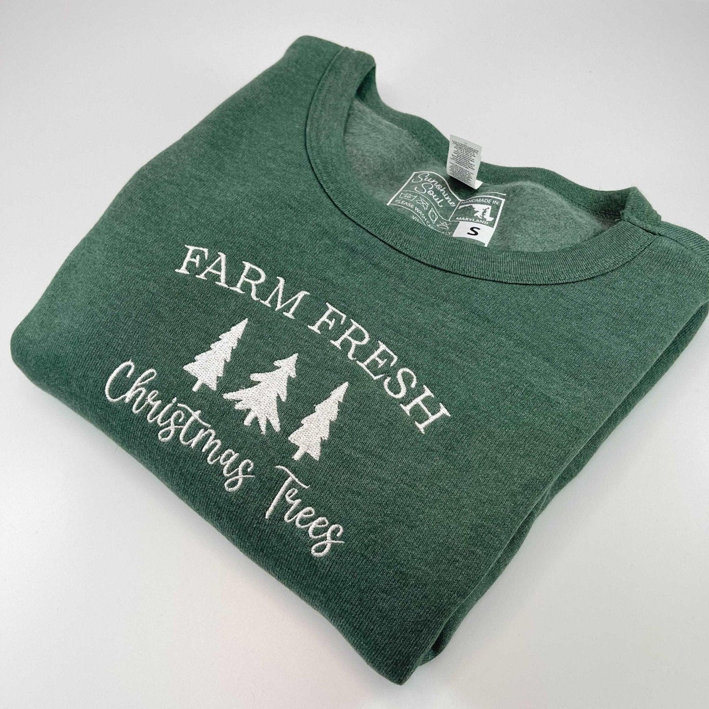 Farm Fresh Christmas Trees Embroidered Crewneck - Sunshine Soul MD