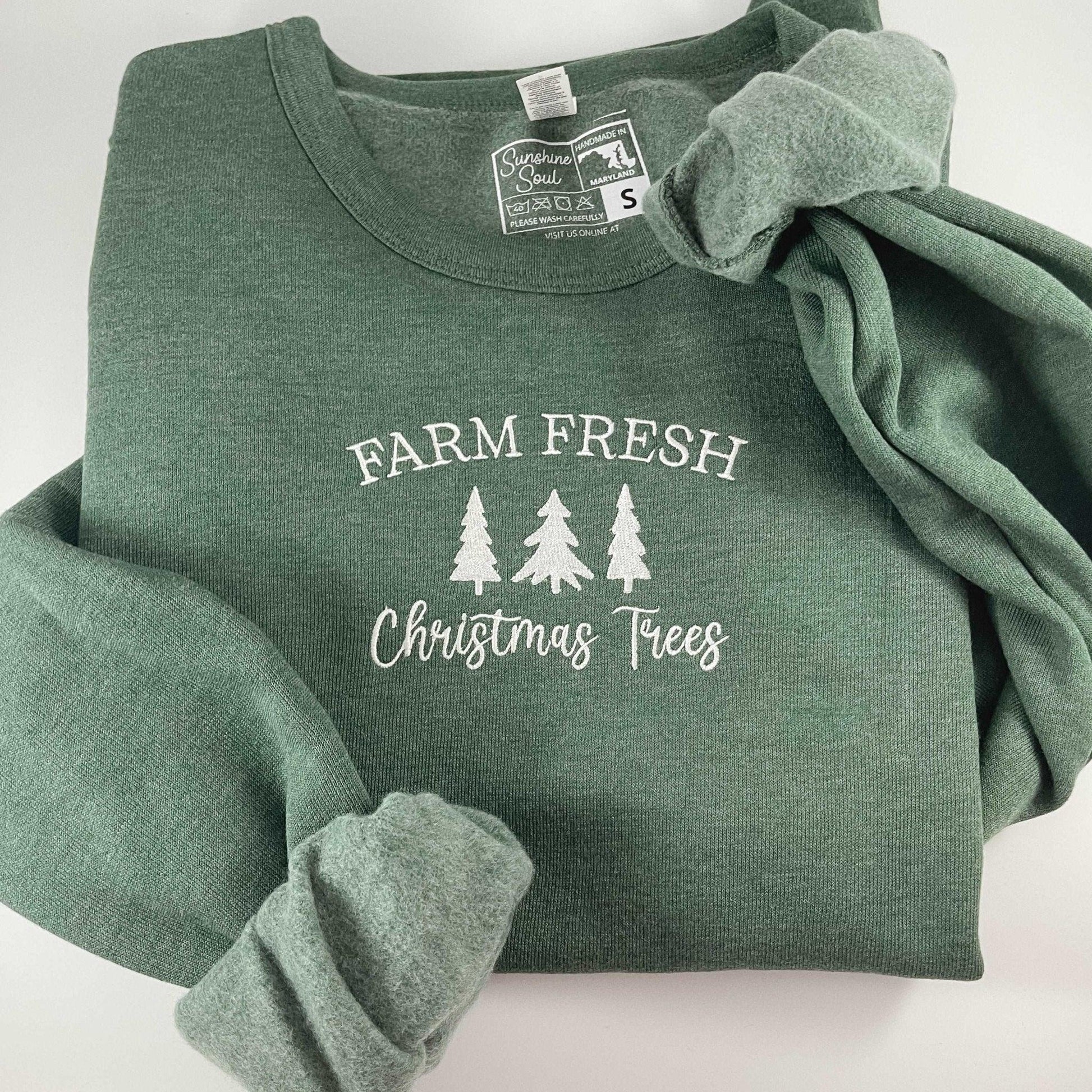 Farm Fresh Christmas Trees Embroidered Crewneck - Sunshine Soul MD