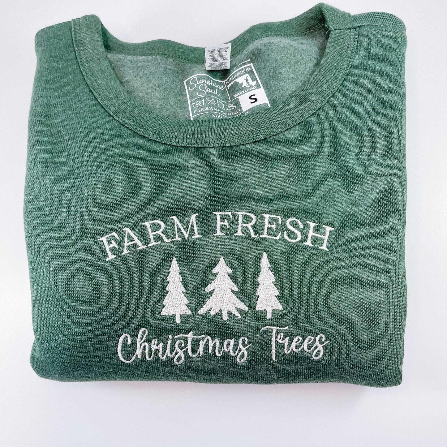 Farm Fresh Christmas Trees Embroidered Crewneck - Sunshine Soul MD