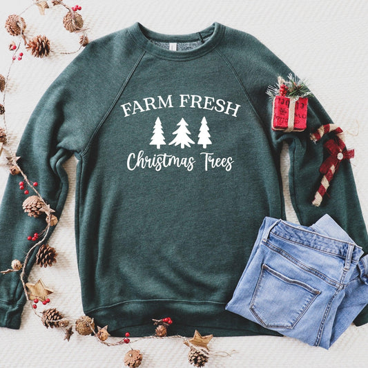 Farm Fresh Christmas Trees Raglan Crewneck - Sunshine Soul MD