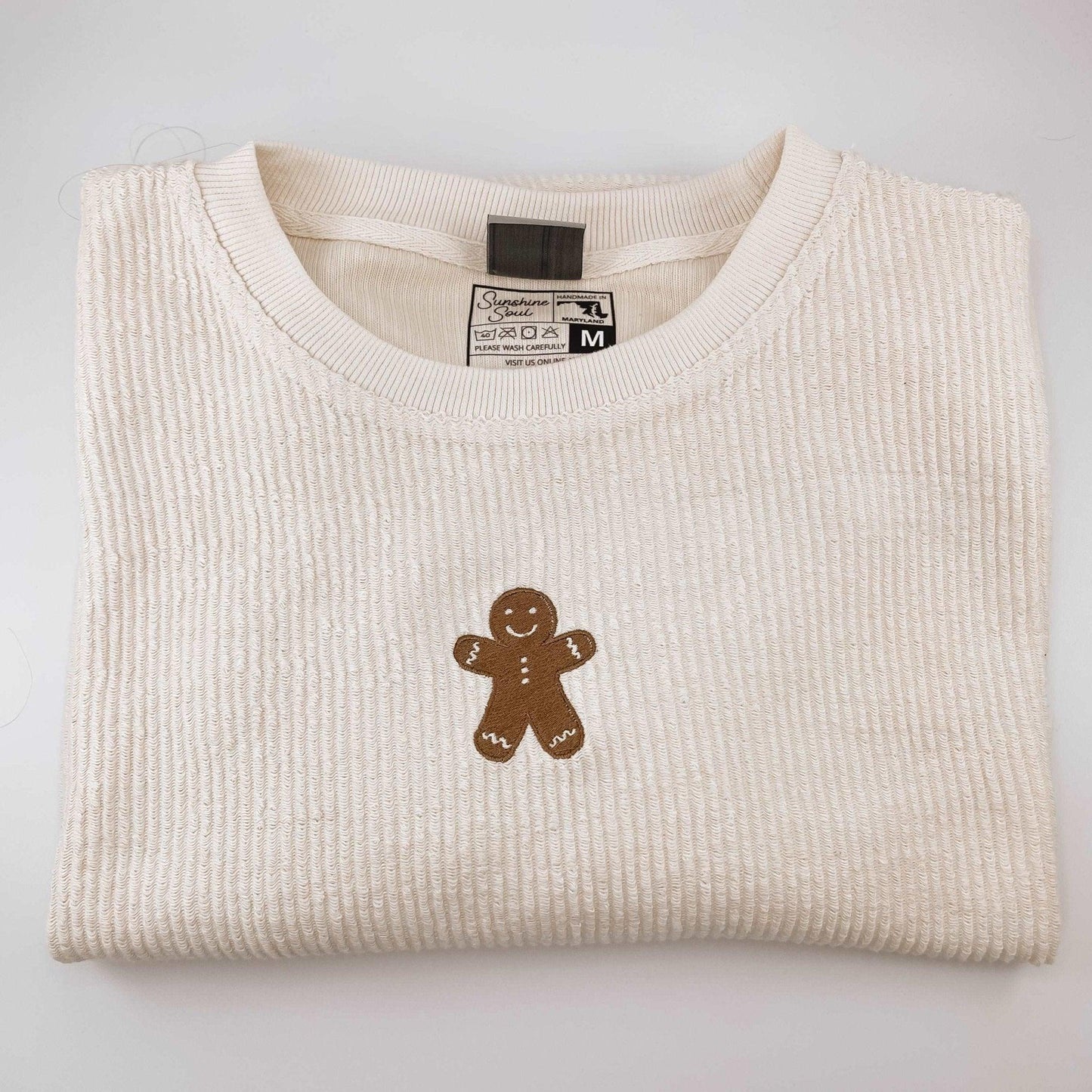 *MISFIT* Gingerbread Embroidered Corduroy Crewneck - L - Sunshine Soul MD