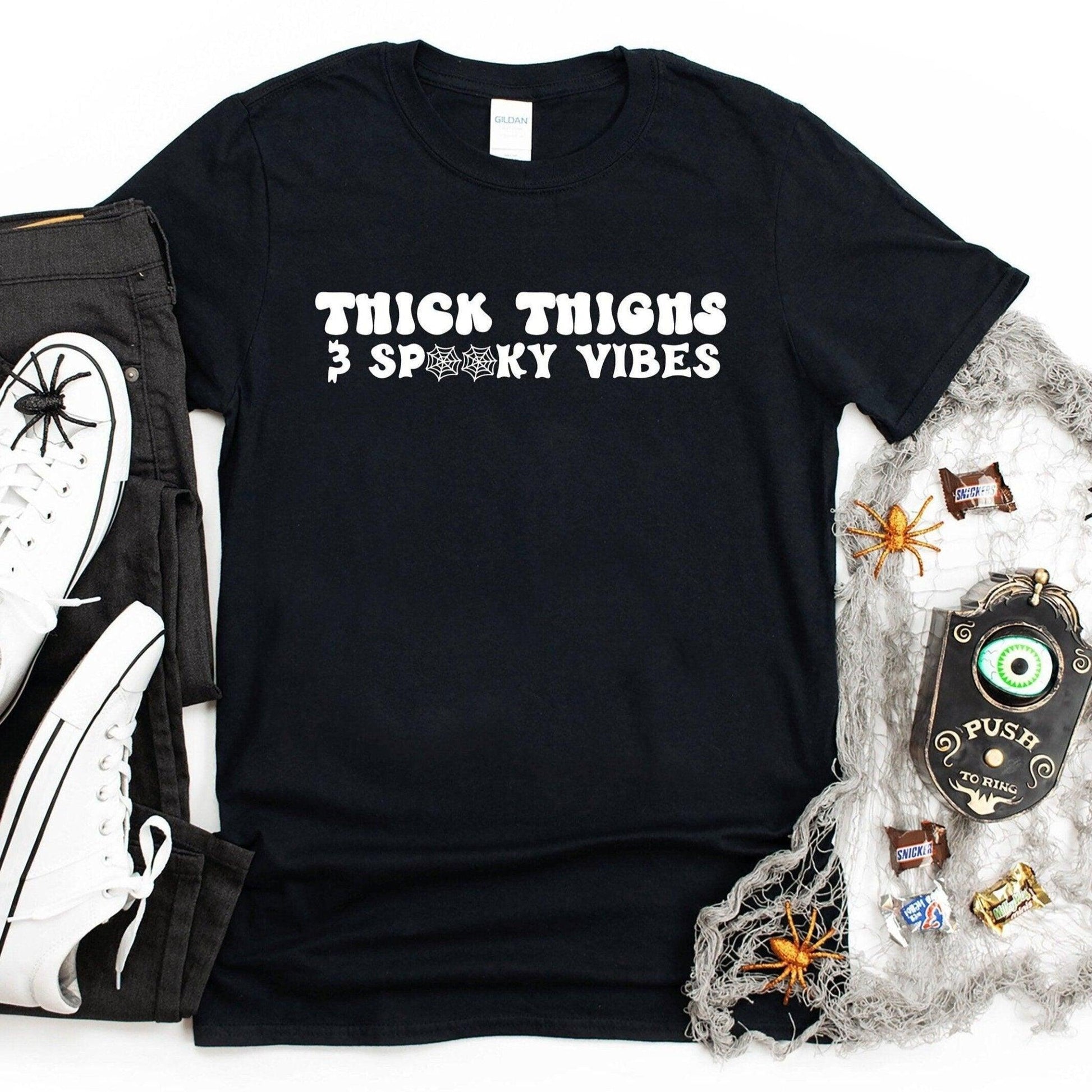 Thick Thighs Spooky Vibes Short Sleeve T-Shirt - Sunshine Soul MD